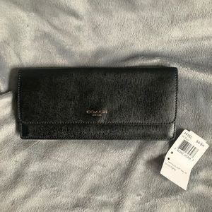 Coach Saffiano Leather Soft Wallet Black